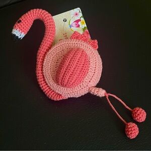 NWT Crochet Pink Flamingo w Dangling Legs Retractable 5ft Measuring Tape Measure